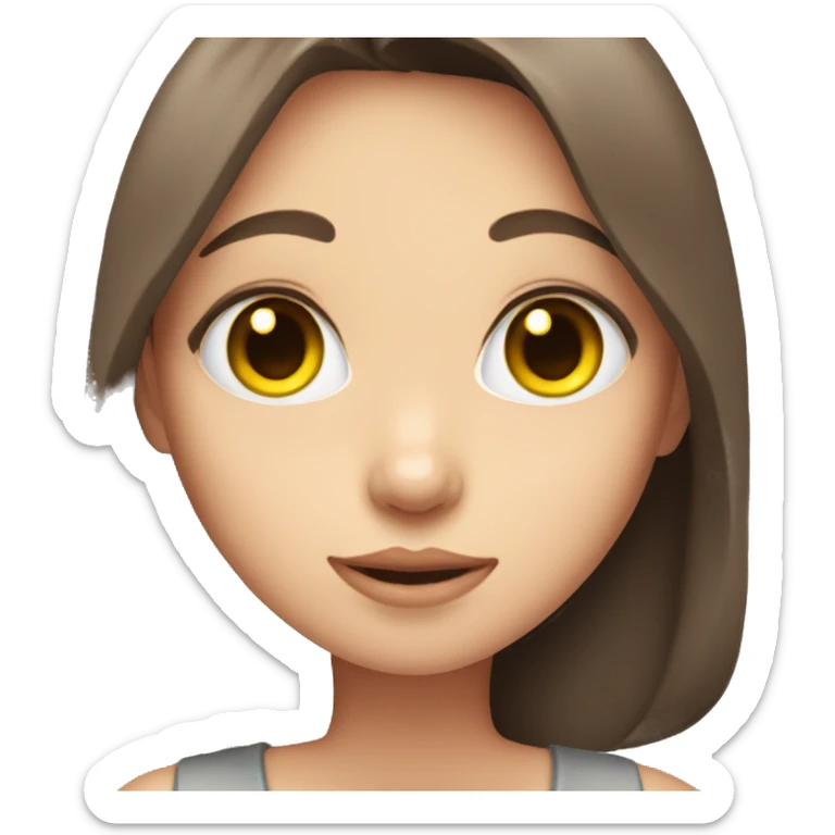 a blue-eyed girl with brown hair, a black cat with yellow eyes in her arms sticker