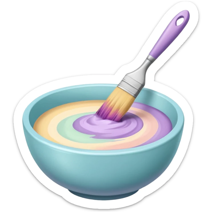 bowl of pastel hair dye with a brush nearby sticker