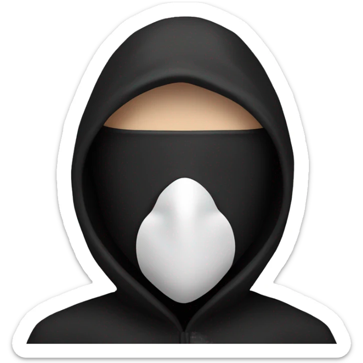 hooded man in black attire, with white mask on only covering the eyes and mouth sticker