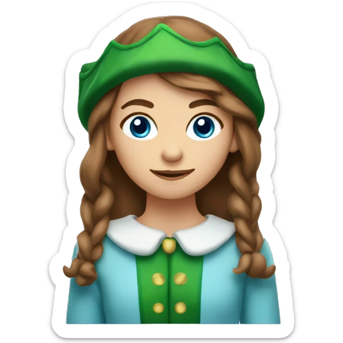 A Christmas elf, looking like a teenage girl  long brown hair and blue eyes sticker
