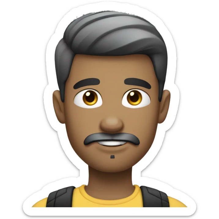 Teenage boy with white skin, and black undercut hair, who has a goatee and moustache. Make him look good  sticker