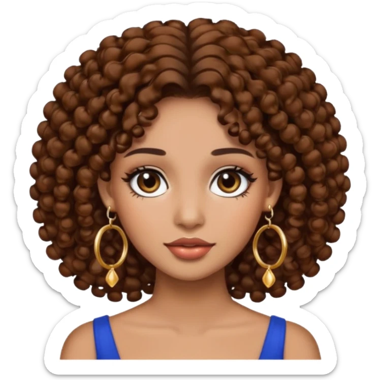One, Puerto Rican, fair skin brown hair it has to be straight with earrings and makeup. I would like the earrings to be hoop and my best friend by my side is caramel skin color with curly black hair. sticker
