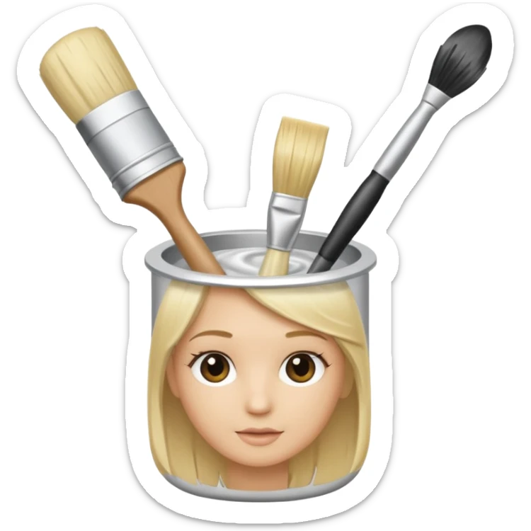 tube of blonde hair dye with a brush next to it sticker