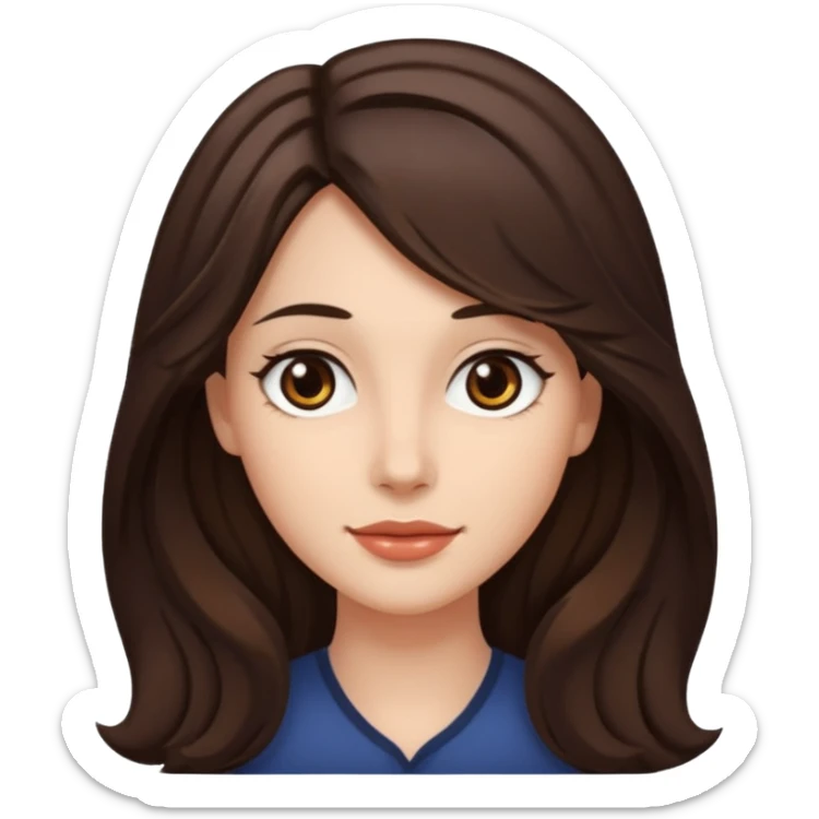 Briseide ha i capelli lunghi lunghi fino alla vita e castano scuro e leggermente ondulati, gli occhi castano scuro e ha il viso allungato sticker