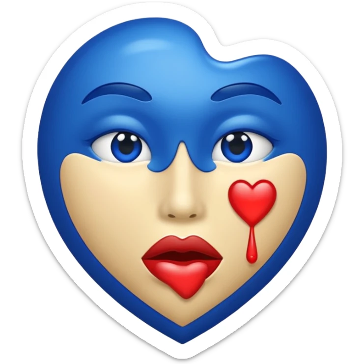 the original kiss mark emoji but instead of it being red it is royal blue  sticker
