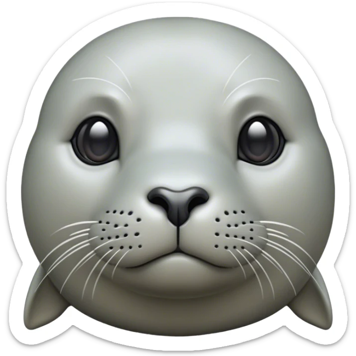 Cinematic Noble harbour seal Portrait Emoji, Poised and streamlined, with a sleek, smooth body of glossy, muted hues and expressive, dark eyes complemented by a rounded, agile head, Simplified yet sharp and sophisticated features, highly detailed, glowing with a soft, maritime luminescence, high shine, intelligent and graceful, stylized with an air of coastal authority, focused and alert, soft glowing outline, capturing the essence of a watchful marine guardian that appears ready to glide out of the screen with effortless authority! sticker