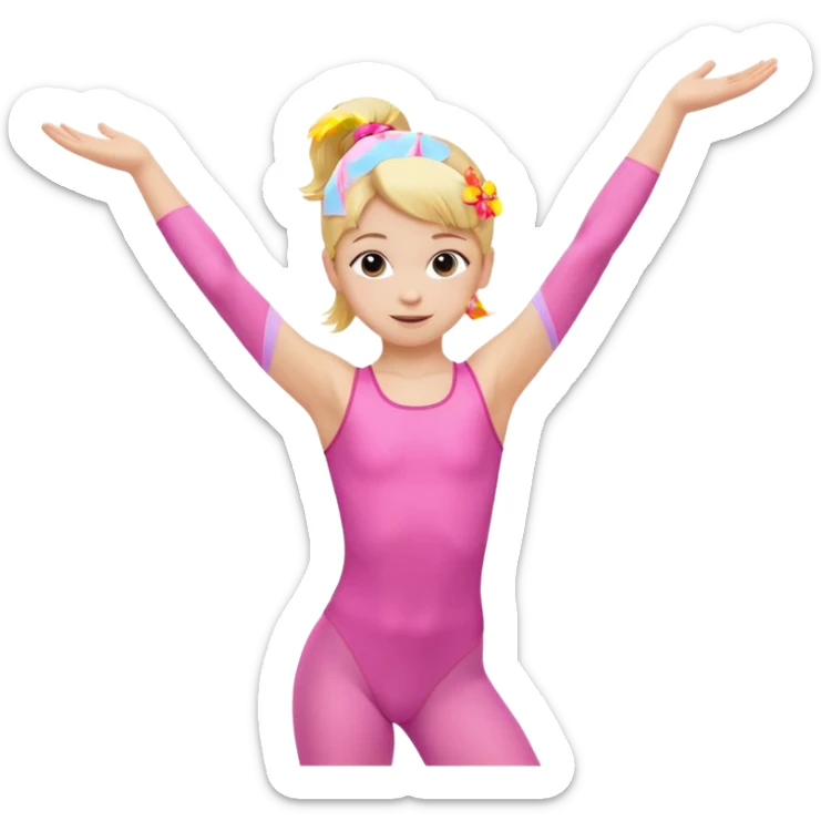 dancer-gymnast child with blonde hair in pink tights arms raised in a pose sticker