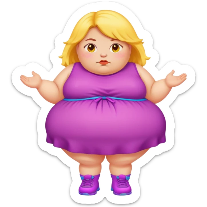 girl with ugly outfit really ugly too bright amazing colors but obese very fat girl sticker