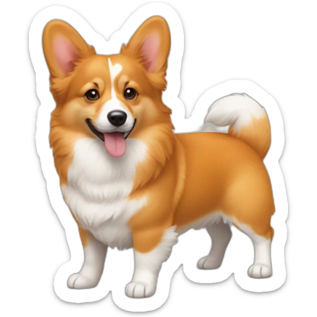 Full Orange furr head and corgi East european village dog mix puppy sticker