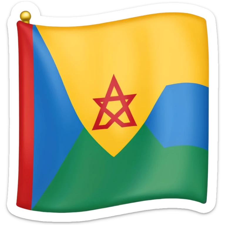 Bandera de tres líneas hariba azul medio verde con el alfabeto amazigh rojo abajo amarillo sticker
