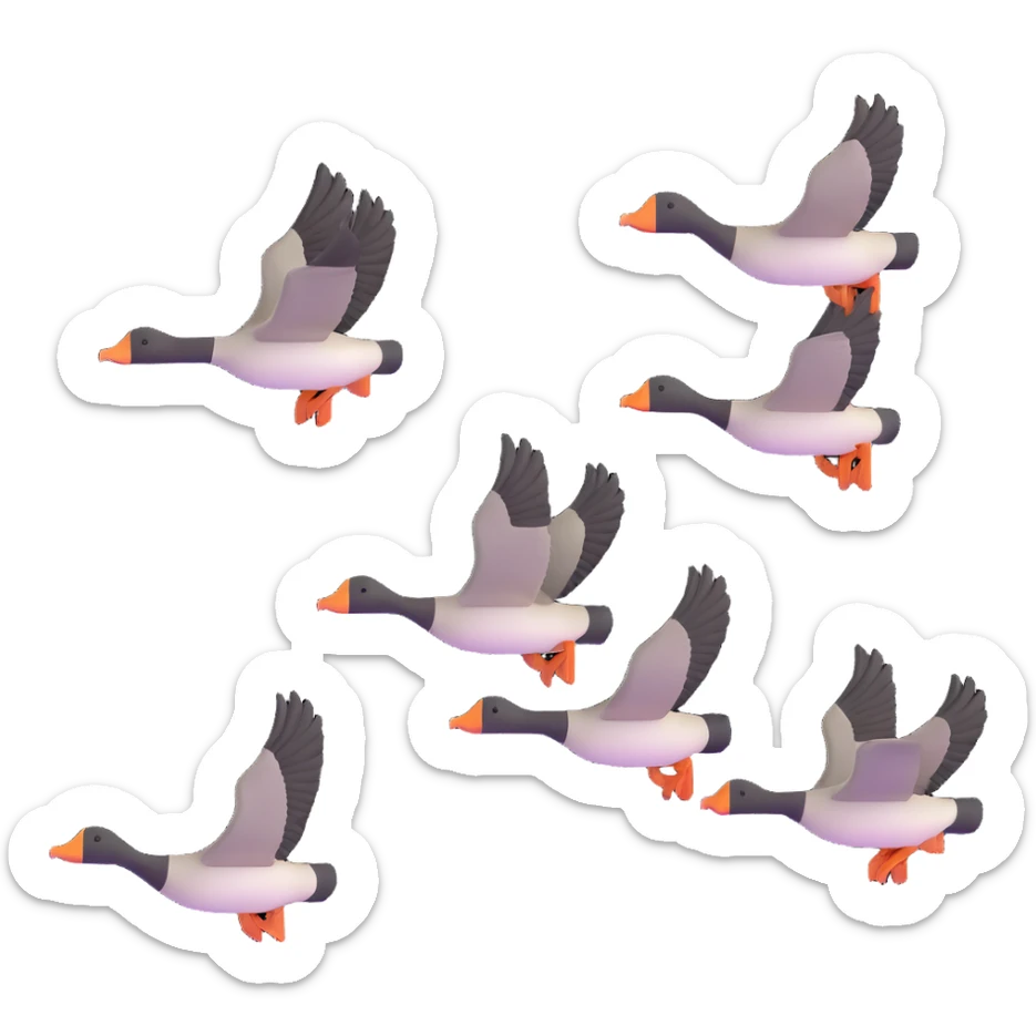 small Canadian geese flying in a classic V formation, lead goose at the right, easily identifiable as Canadian geese, for encouragement sticker