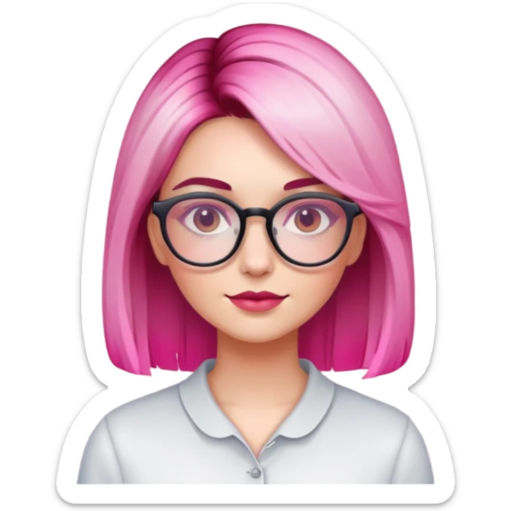 woman with gradient hair from dark to pink with glasses sticker