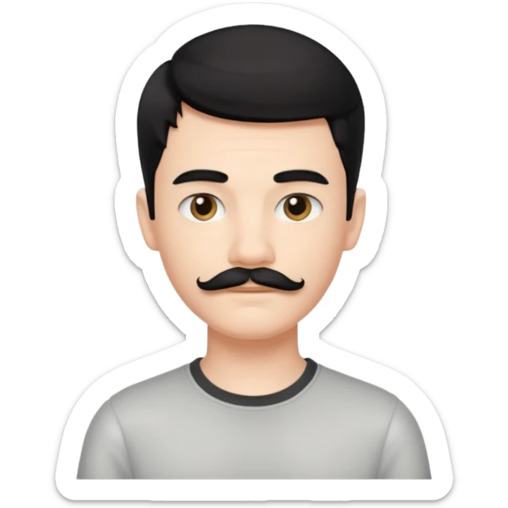 Very handsome white skin Teenboy with medium Short black hair and mustache sticker
