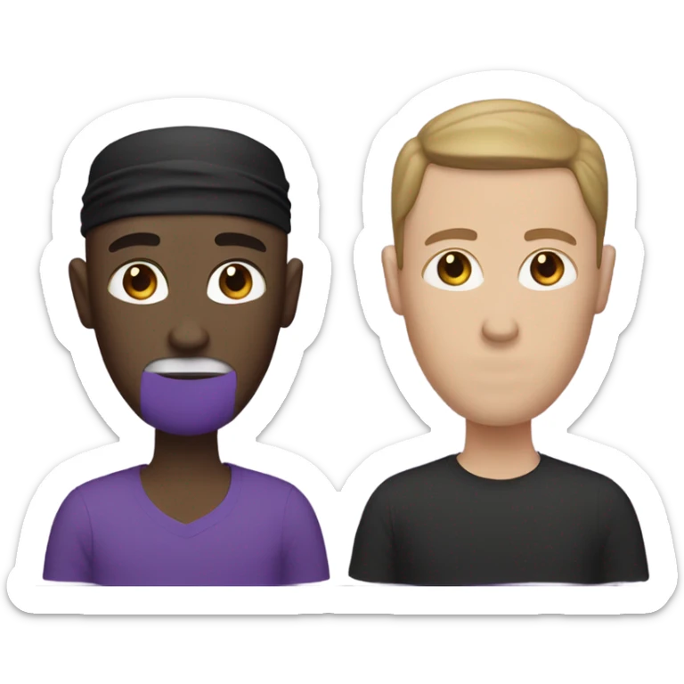 a white guy in a black head and mouth covering with a purple shirt  sticker