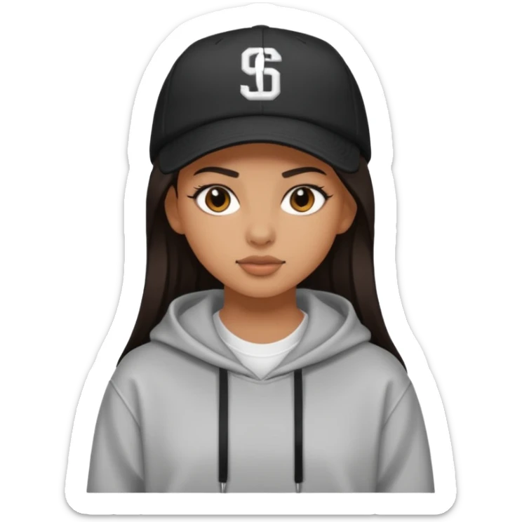 A girl with streatwear style and straight dark hair with tan skin sticker