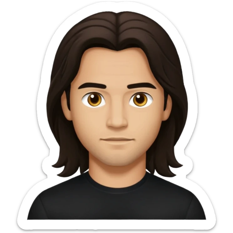 Pana Hema Taylor, male actor (b.1989) with light tan skin, dark brown long hair sticker