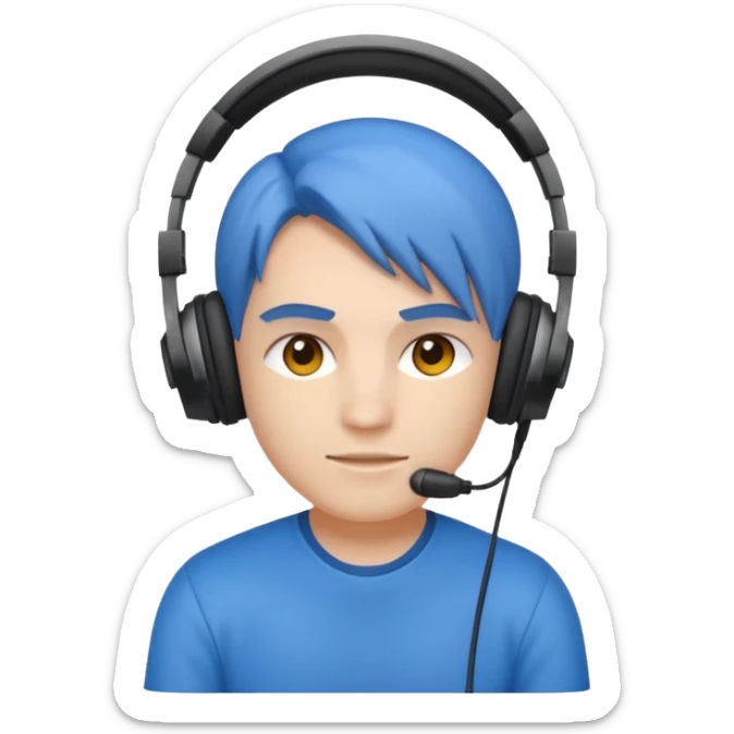 Créame un personaje de Blu strike tipo gamer con audífono y resolución HD sticker