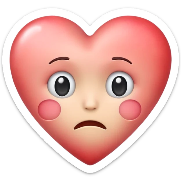 simple apple style emoji heart colored to reflect boredom and depression but still light-hearted and soft sticker