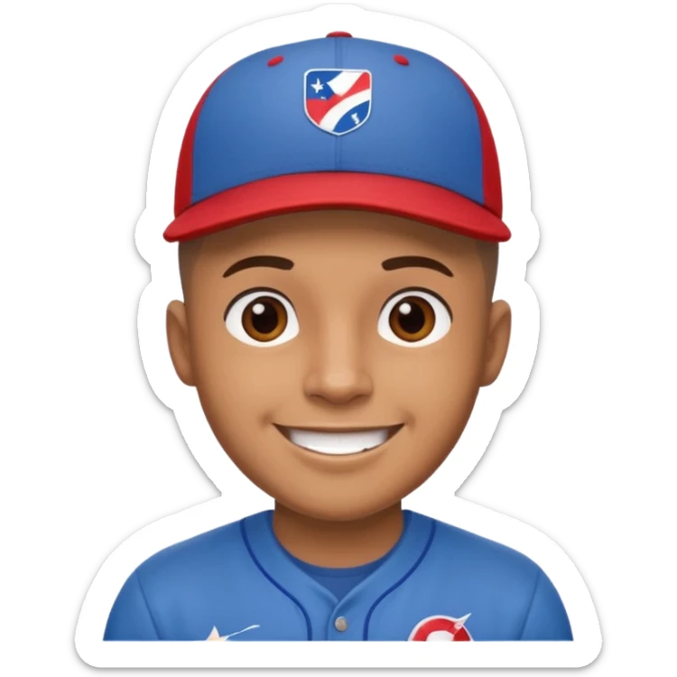 brown skin latino male with buzz cut wearing a puerto rico baseball cap sticker