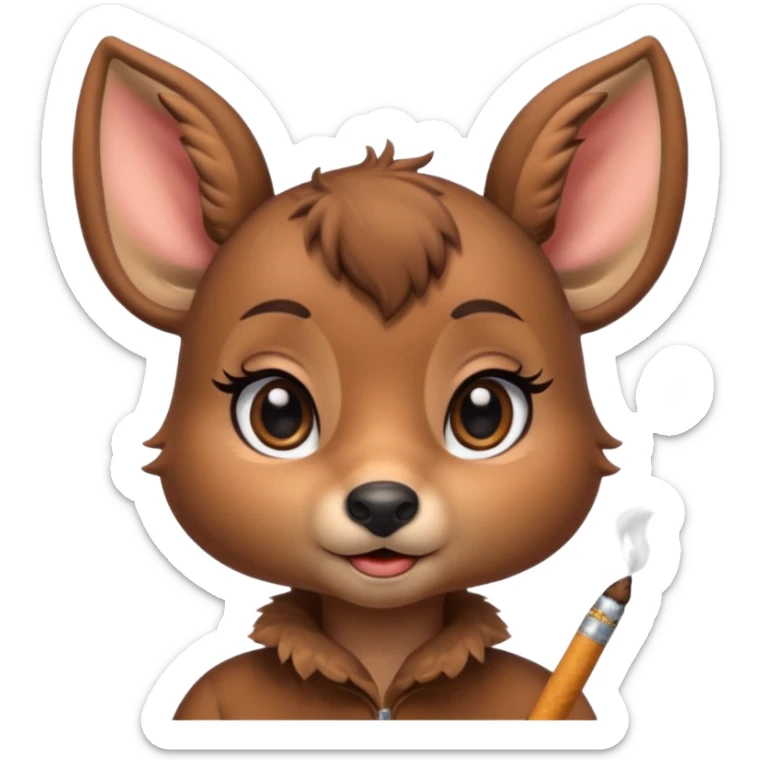 Cute female deer with cigarette with a bow bigger eyes bigger eyeliner and eyelash sticker