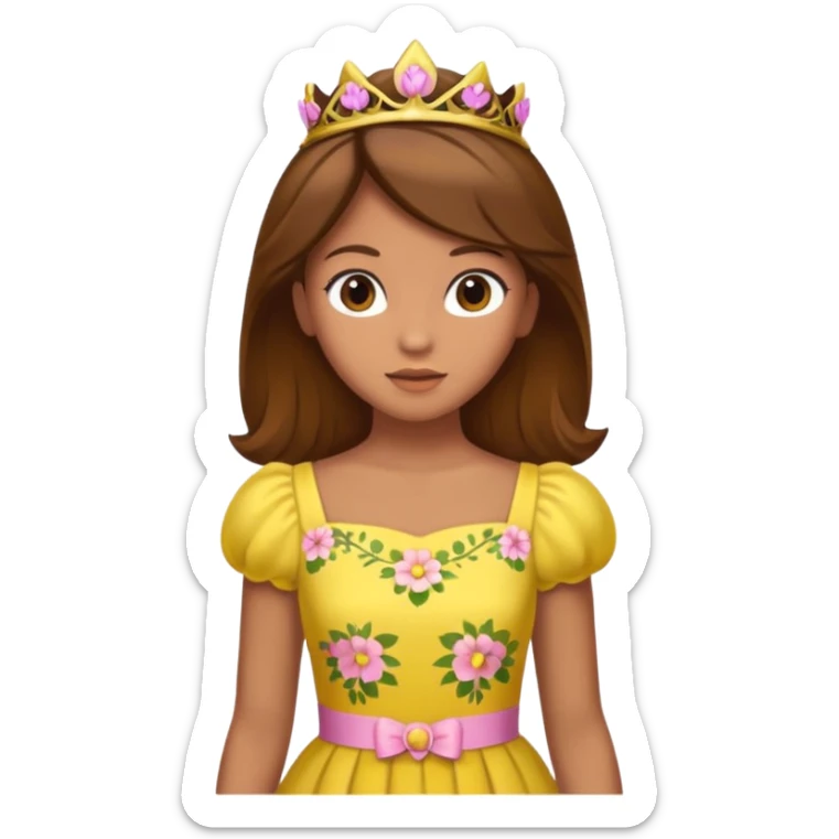 Princess daisy yelllow dress standing with brown hair  sticker