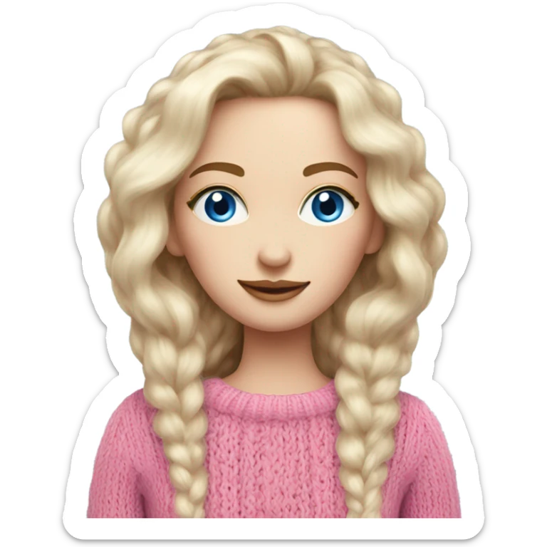 beautiful finnish fair hair woman with blue eye knitting pink sweater  sticker