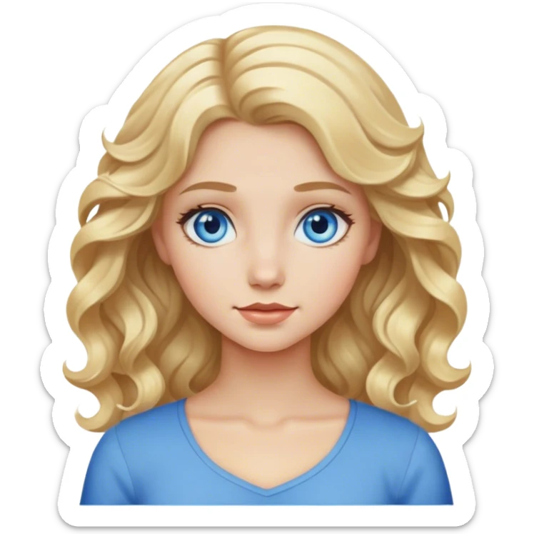 blonde hair girl with wavy hair and blue eyes sticker