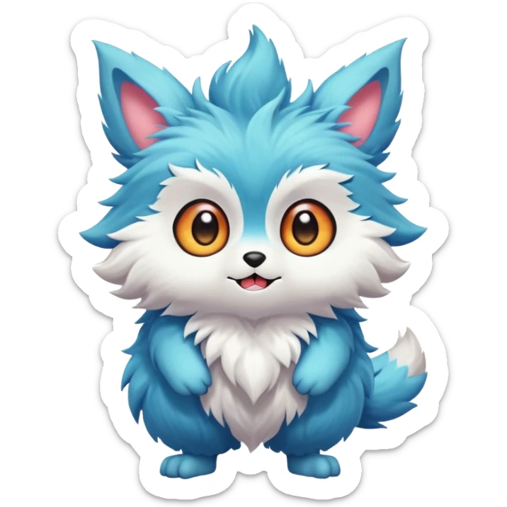 Cartoonic Cute Funny Silly Childish Anime Fakémon-Fantasy-creature (full body) sticker