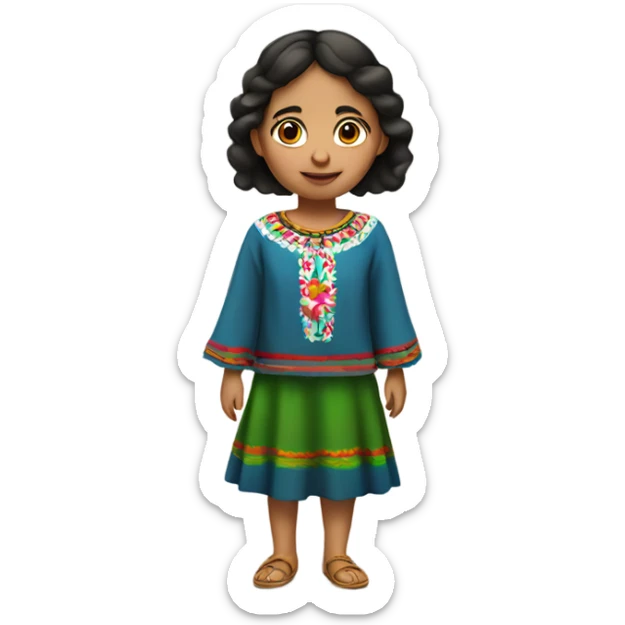 mexican small girl with mexican clothes, no sombrero, just clothes sticker