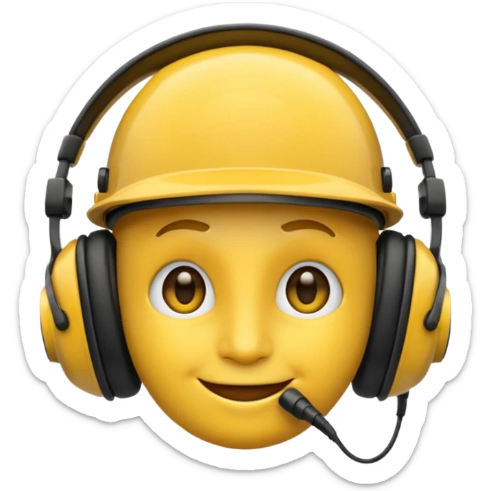 un emoji qui écoute de la musique avec un casque audio avec un léger sourire sticker