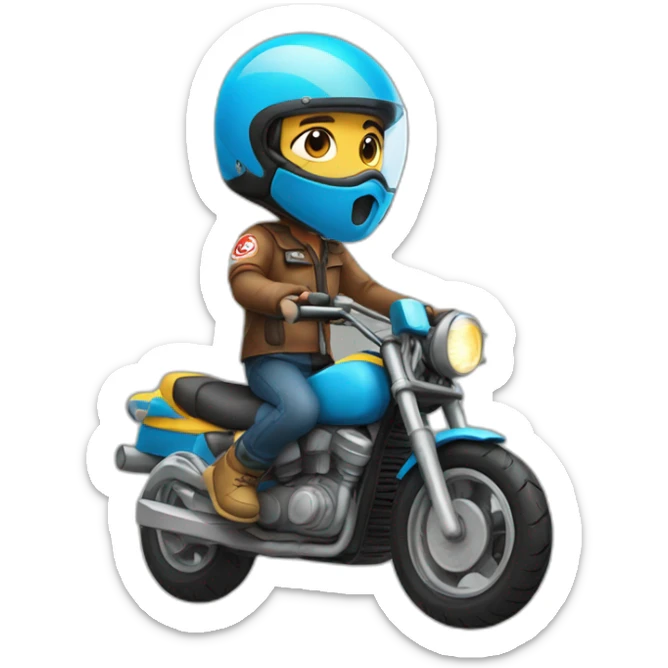 Kid on motor bike with wearing helmet and shoes sticker