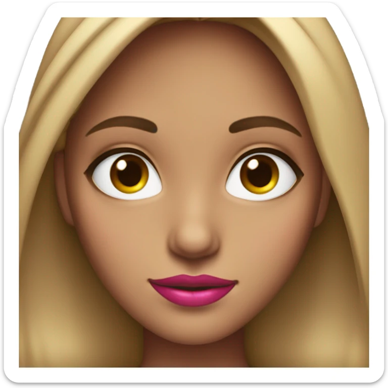 Pretty girl with brown eyes, long lashes, darkish blonde hair with hot pink front pieces  sticker