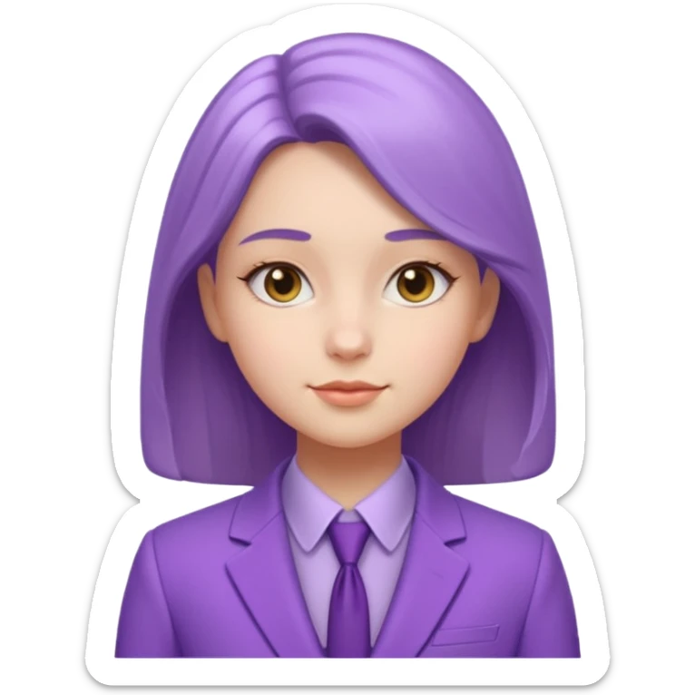 lavender-purple girl's Suit, smooth rounded neckline, simple design, glossy surface, plain background. Negative: Girls, only suit. sticker