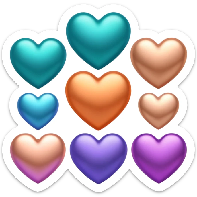 I need a teal, orange , purple, and rose gold Heart emoji  sticker