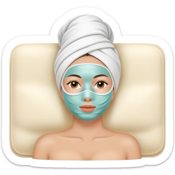 Lady with face mask spa beauty full face relaxing sticker