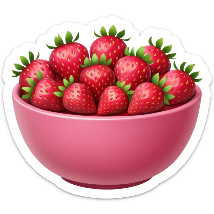pink bowl full of strawberries, simple style, gentle and natural colors sticker