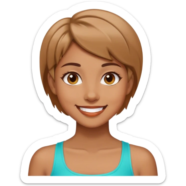 light brown girl with short hair who loves healthy lifestylee sticker