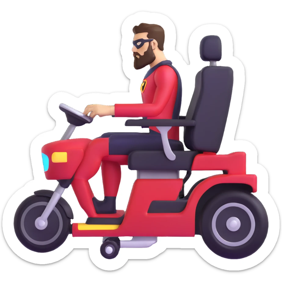 sleek superhero vehicle with hairy exterior, beard-fiber wheels, barber chair cockpit sticker