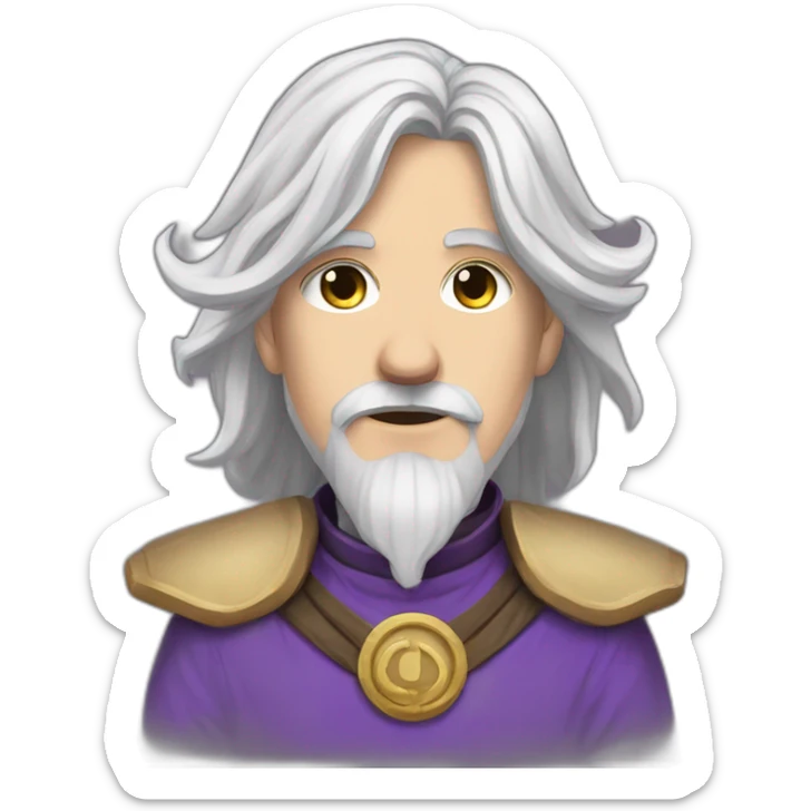 D&d d Ward cleric wearing plate. Salt and pepper hair and purple accents sticker