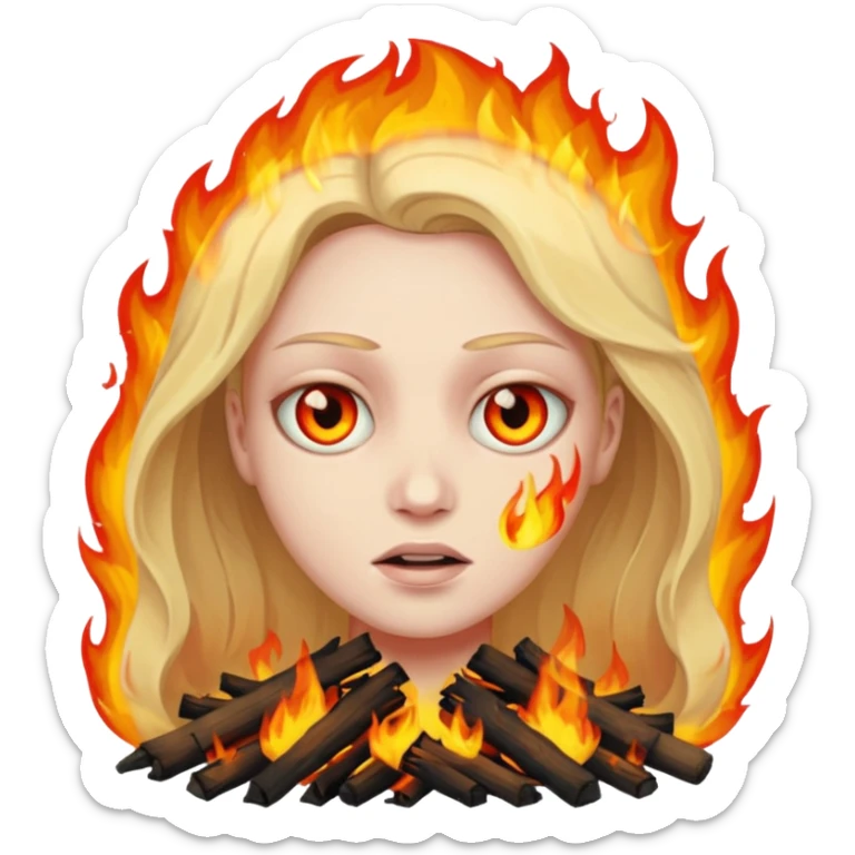 A burning person with fire coming out of where the eyes and make them dead sticker