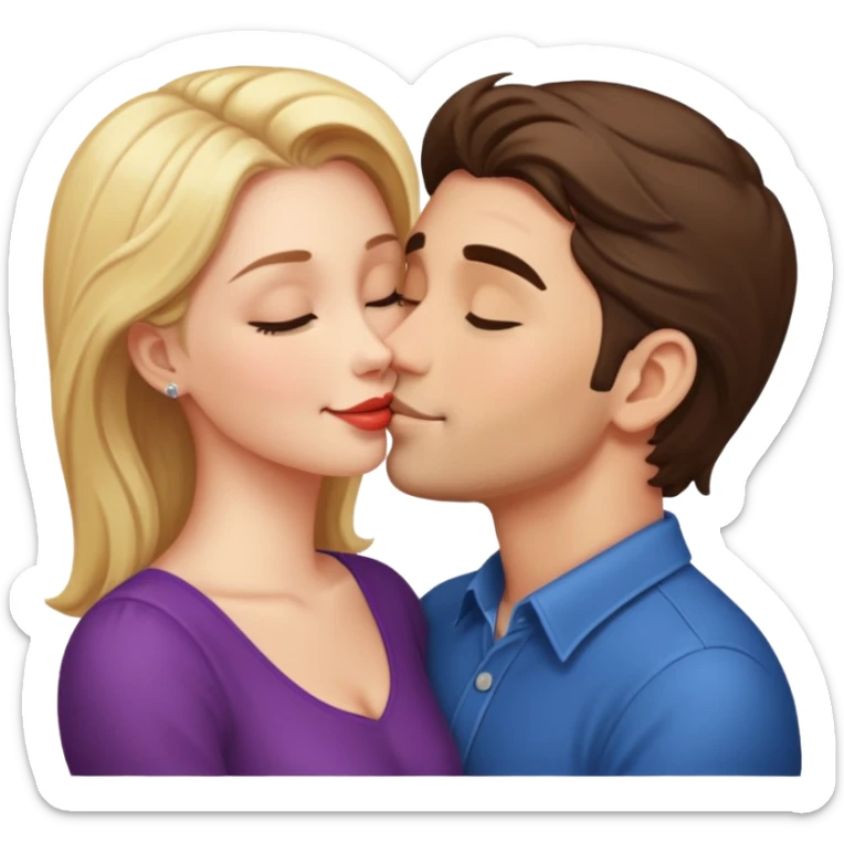 a good looking man and good looking woman are Kissing, indoor sticker