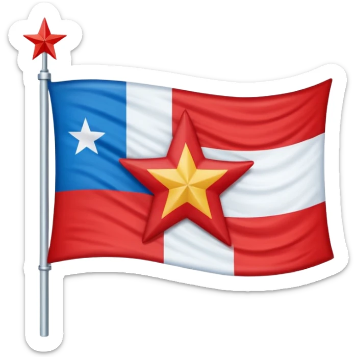 Bandera gallega cambiando el escudo por una estrella roja en el medio sticker