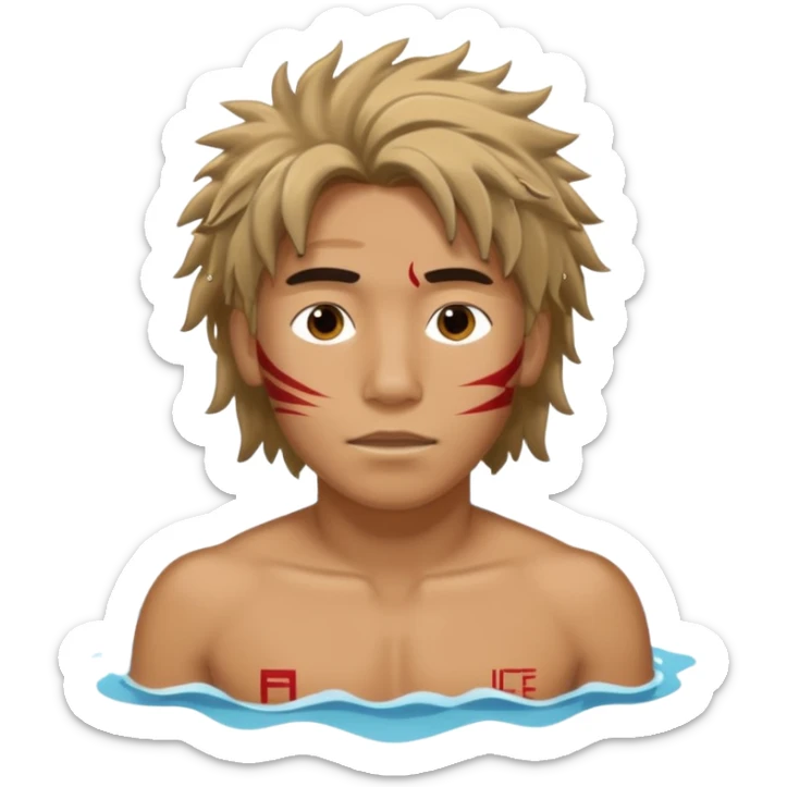 Lifeguard Native American Teenager with messy hair swimming to rescue someone sticker