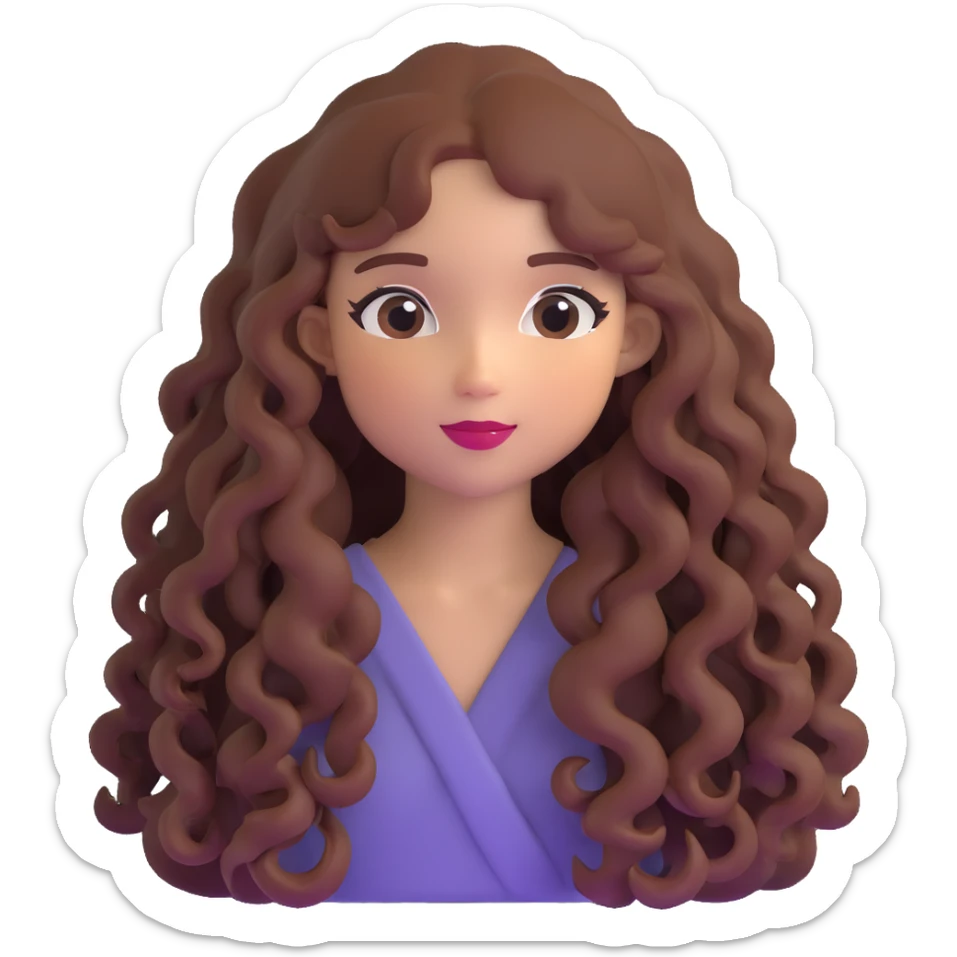 Girl with beautiful long curly hair sticker