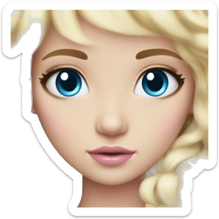 ocean blue doll eyes, blonde hair, feminine, pink, girl, angelic sticker