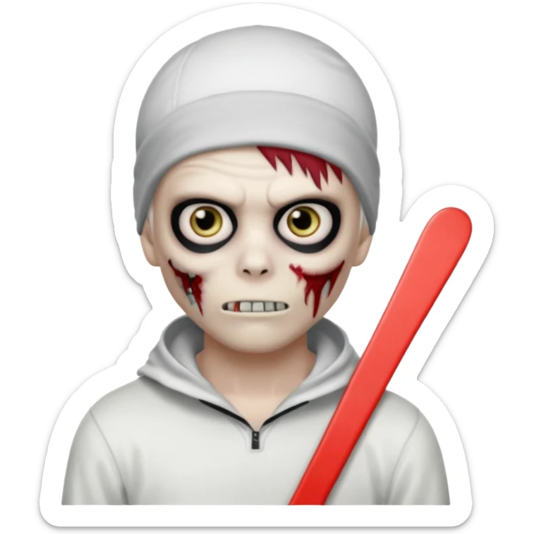 zombie boy with emo hair and white shirt with a ski mask on hair from Nike da syna no mask zombie  sticker
