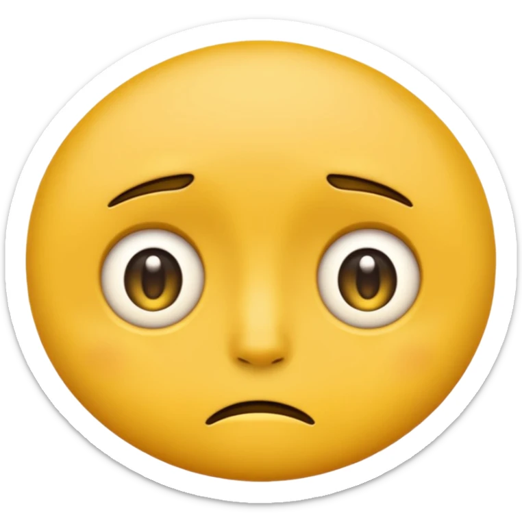 darkened yellow emoji face with wide, sad eyes and a frown, iOS emoji style sticker