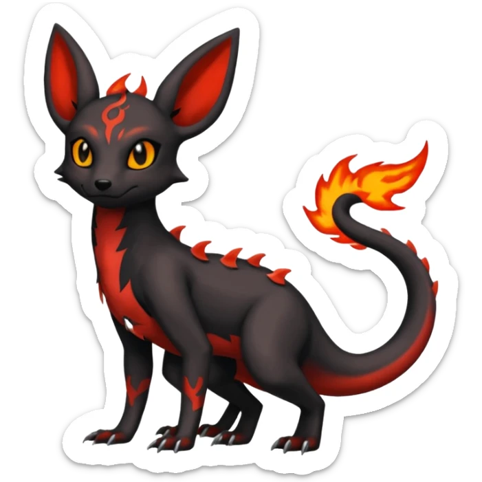 Edgy gothic dark evil magma-Salandit-Umbreon-Amaura-hybrid-fusion (full body) sticker