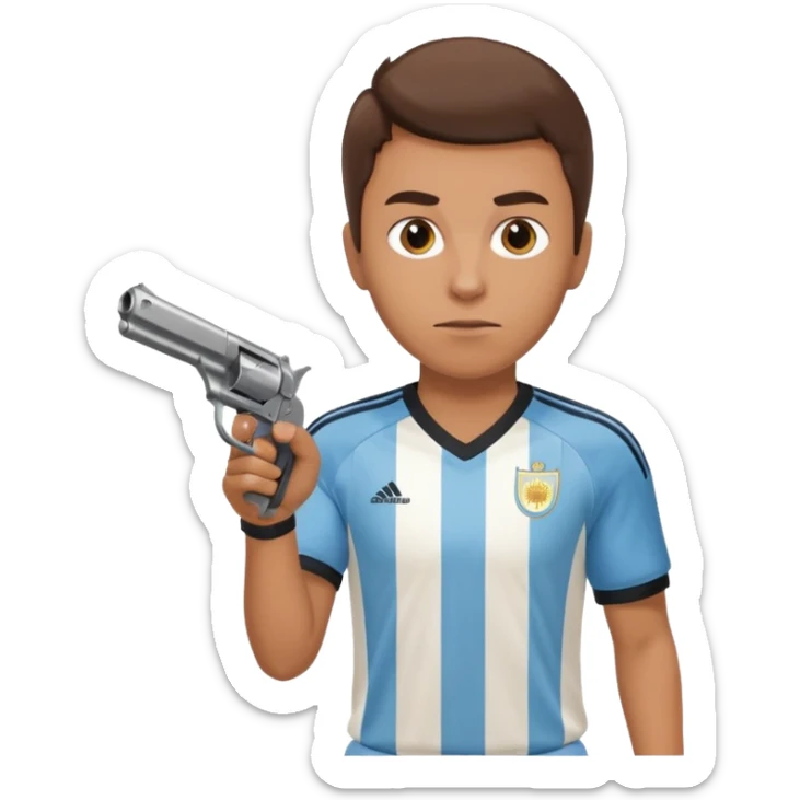 haz un turro con una biszera para atras y con un arma remera argentina pero arma de fuego que tenga un revolver  solo sticker