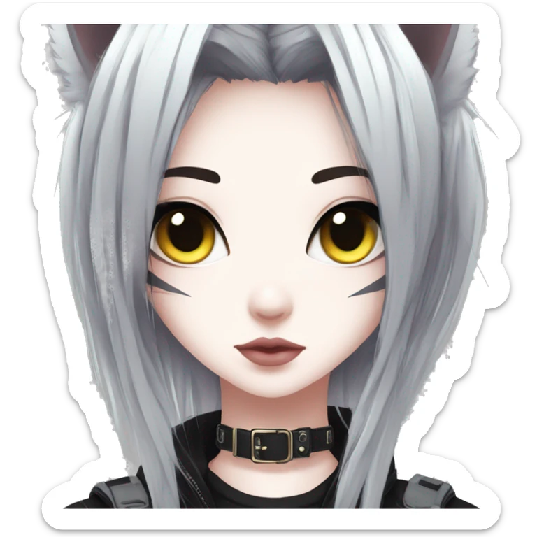 Edgy Kawaii Cute Cool Cartoon Beautiful Elegant Pretty Anime Punk Techwear Gothic Catgirl sticker